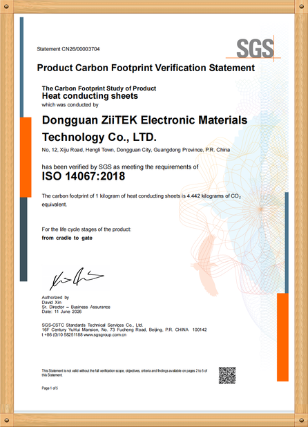 China Dongguan Ziitek Electronical Material and Technology Co., Ltd certificaten